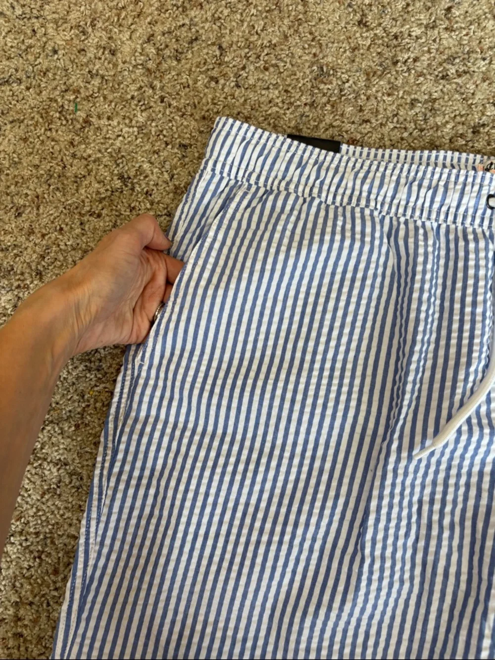 J.Crew Mercantile Men's Light Blue Seersucker Drawstring Shorts Size XL - NWT